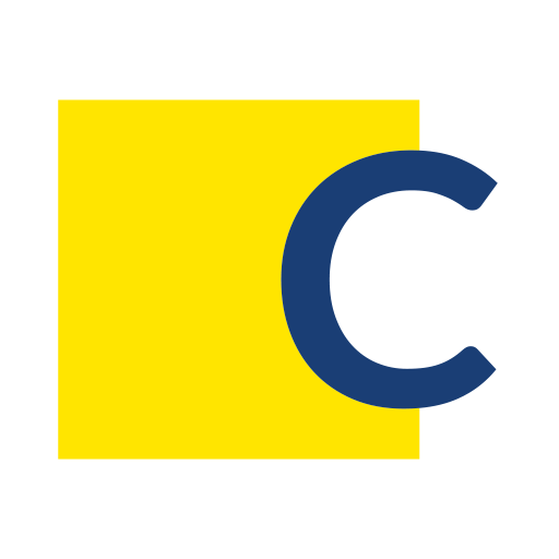 Webicon Version von Centre Logo. Gelber quadratischer Form mit ein C am rechten Rand.